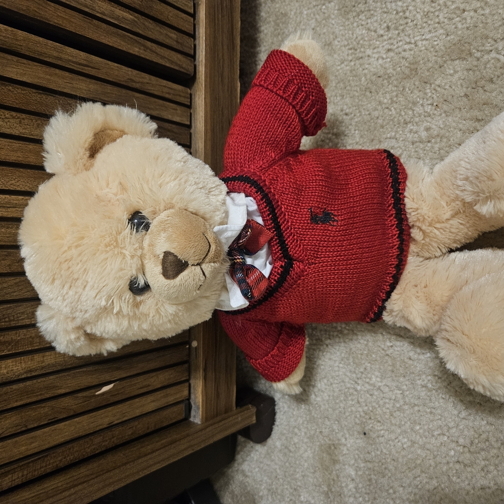 Ralph Lauren Red and Cream Stuffed Bear